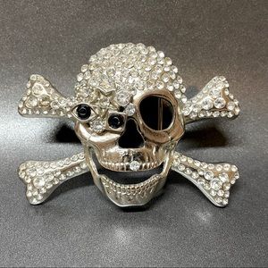 Rhinestone embellished metal ☠️ belt-buckle